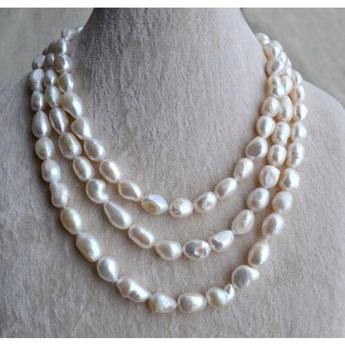 New Arrival Favorite Pearl Necklace Huge 11-14mm White Baroque Genuine Freshwater Pearl Long Jewelry Fine Lady Gift