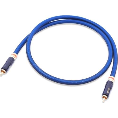 Single Crystal Copper Silver-plated Coaxial Cable + Self-locking Pure Copper Gold-plated Rca Male-to-Male Plug 75ohm
