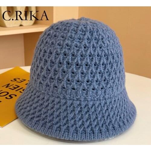Autumn Winter Knitting Bucket Hat Women Fashion Solid Warm Fisherman Hat Bob Korean Lady Girl Outdoor Travel Basin Cap Panama