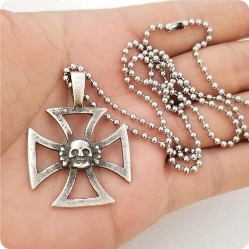 Steel Ball Necklace Skull Pendant Soldier Listing Medal Commemorative Collector Gift