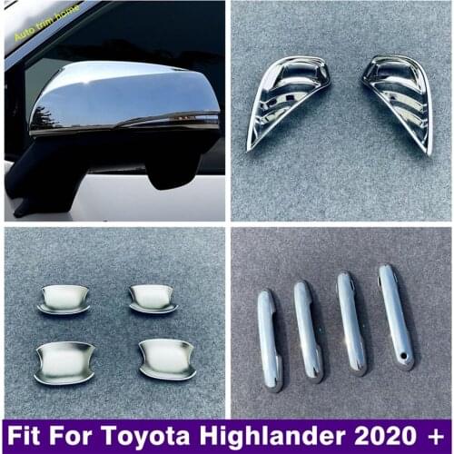 Car Accessories Front Fog Lights / Rearview Mirror Shell / Door Handle Bowl Cover Trim Chrome For Toyota Highlander 2020 - 2022