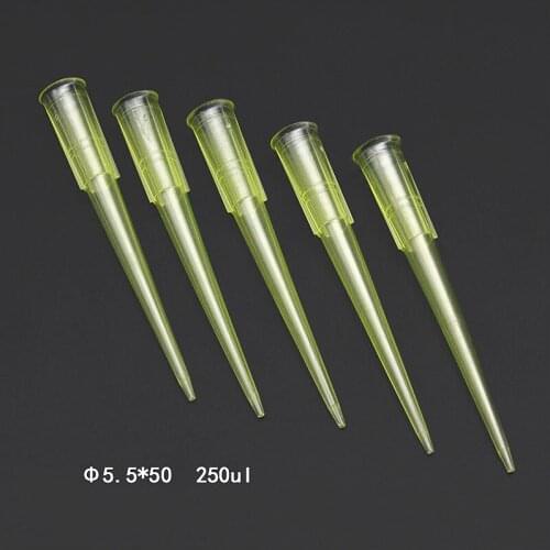 Pipette gun head 250ul yellow pipette suction head 5.5 x 50mm pipette nozzle experimental consumables 1000 pcs / pack