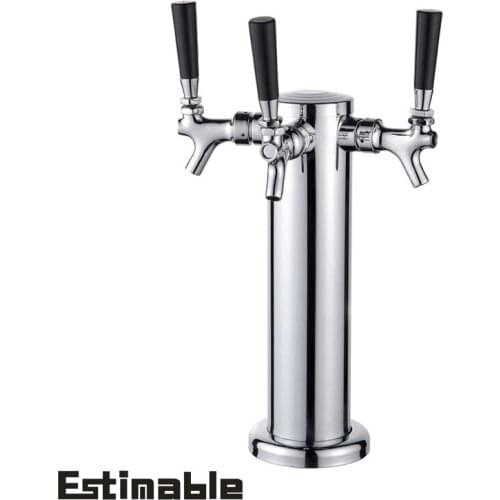 Homebrewing silver stainless steel Beer tower with three beer taps Tri tap beer tower Draft Beer Column high quality for bar