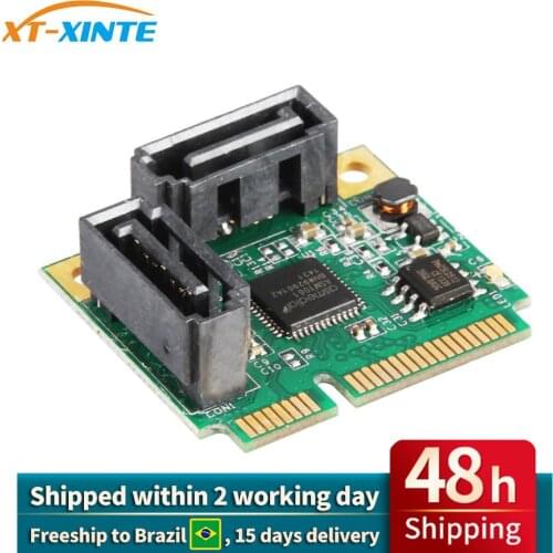 Add On Cards Mini PCI-E PCI Express to 2 Ports SATA 3.0 Converter Hard Drive Extension SATA3 Controller Card HUB Multiplier