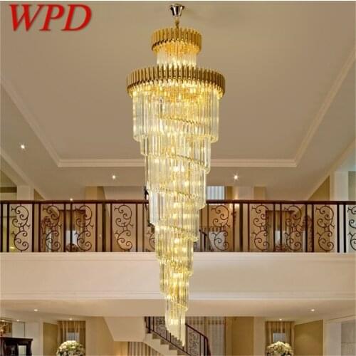 WPD Luxury Crystal Chandelier Lamp Fixtures Pendant Light Postmodern Home LED Decorative for Stairs Hall