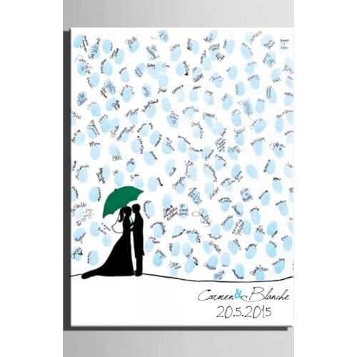Wedding Gifts for Guests Fingerprint tree Signature Wall Poster Lover Personalized Wedding Marriage Guest Book Canvas painting