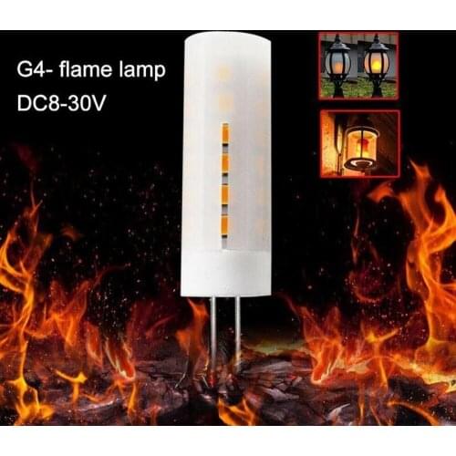 Torch Light LED Fire Flame Bulb G4 Flickering Flame Effect Corn light DC 2W Emulation Fire Flicker Burning Decoration lamp Corn