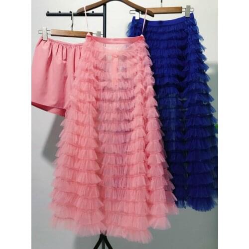 2020 Spring summer women high quality mesh skirts Fashion elegant layered skirts wonen party skirt B242
