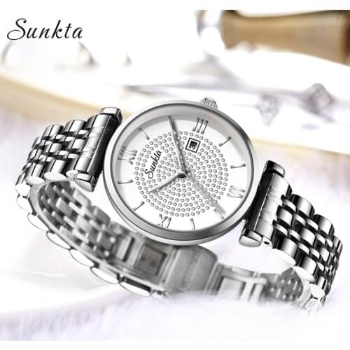 SUNKTA Diamond Women Watches For Women Brand Luxury Reloj Mujer Montre Femme Relojes Para Mujer Relogio Feminino Zegarki Damskie