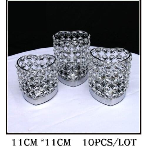 10Pcs/Lot, H11cm*W11cm, Fedex/Ems Free Ship,Heart Shape Crystal Votive Candle Holder, Wedding Centerpiece & Wedding Decoration