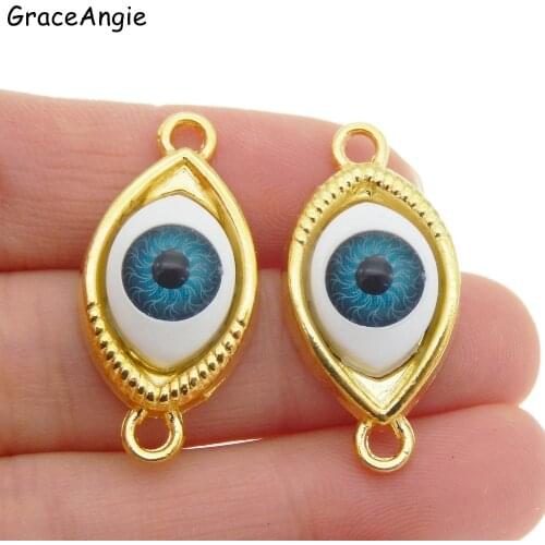 10pcs/lot Retro God Eye Evil Blue Eyes Bracelet Charms Connector Alloy Necklace Pendant Jewelry DIY Making Accessories 30*15*7mm