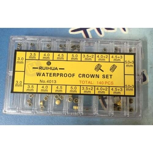 140 PCs Stainless Steel Watch Crown Flat and Long Mixed