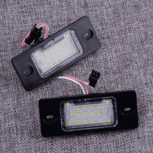 2Pcs 12V-30V 18 LED License Plate Light Fit for VW Golf MK4 MK5 Jetta Bora Passat Tiguan Porsche Cayenne 6000-6500K 128LM