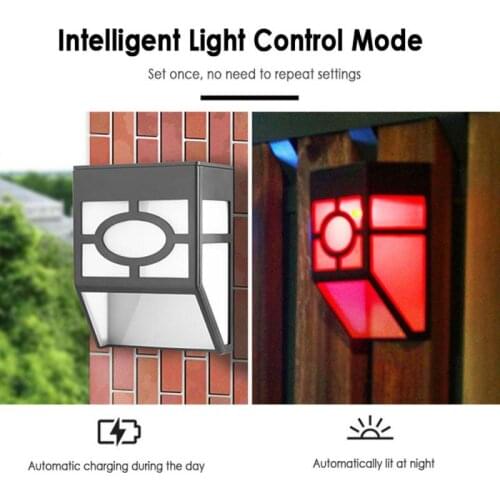 2021 Color/Warm/White 2LED Automatic Light Control Solar Wall Lamp LED Pane Light Outdoor Garden Path Landscape Fence Yard Lamp