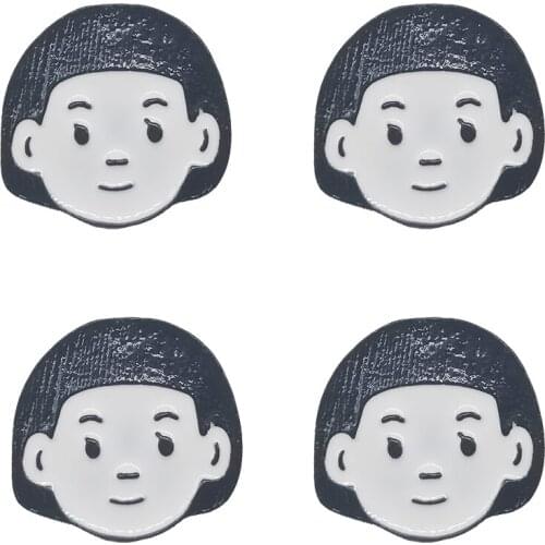 4pcs Enamel Pins Fashion Girl Head Brooch Personality Fashionable Metal Clothes Badges Backpack Hat Jewelry Gifts For Friends