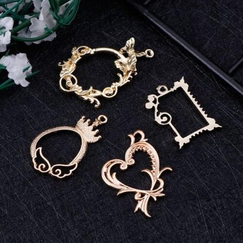 4 Pcs Metal Frame Antique Exquisite Floral Epoxy Resin Crafts UV Resin Tools DIY Jewelry Making Pendant Decoration Watch Frames