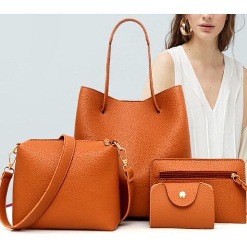 4Pcs New Fashion Womens Bag Solid Soft Pu Leather crossbody bags for women Versatile Zipper Elegant Wine Red female Handbag