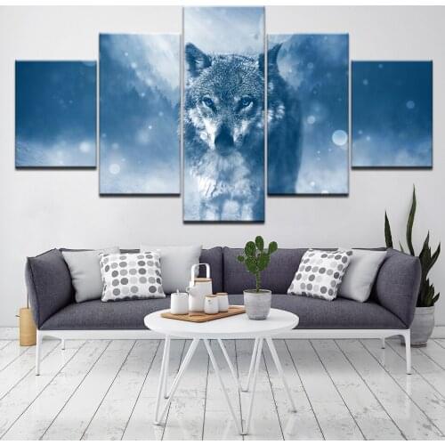 5 panel Wall Pictures for Living Room Modular Painting Pictures Wolf Canvas Painting Modern Wall Art Canvas Prints Artwork