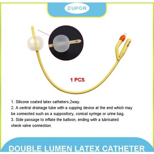 1pcs Latex Foley Catheter 2 Way Silicone Coated Plastic Valve Urology penis Urethral Catheter sizes Fr6 -Fr24 CE and FDA