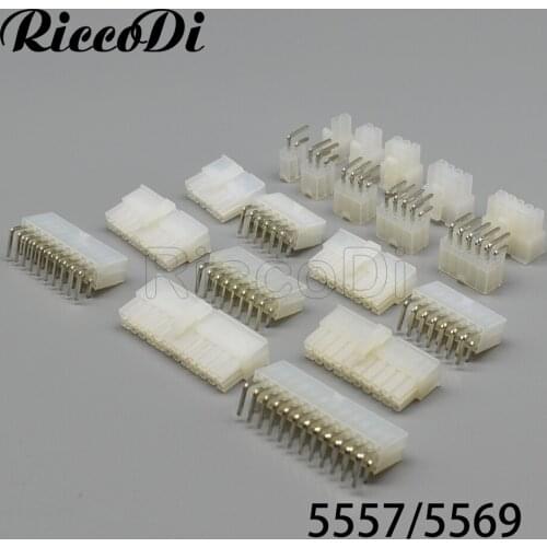 50SET 2 4 6 8 10 12 14 16 18 20 24Pin 5557 5569 Bend Angle Connector Wire to PCB Board Connector Mini-Fit Jr. Power Connectors