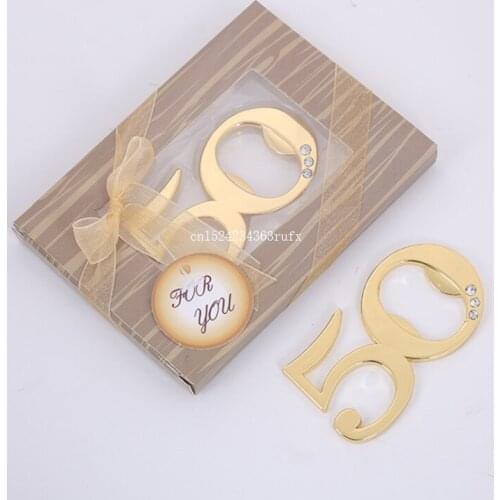50pcs Bottle Opener Number 50 Shape Alloy Tool Wedding Party Birthday Baby Shower Favor Gift Souvenirs Bottle Openers