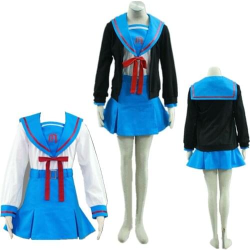 The Melancholy of Haruhi Suzumiya Nagato Yuki Halloween Cosplay Costume Seifuku Cosplay Halloween