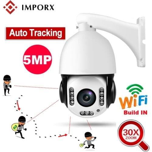 IMPORX 5MP 20X Zoom Wireless Humanoid Recognition Auto Tracking PTZ IP Camera HD 2592*1944P Build-in Wifi Security CCTV Camera