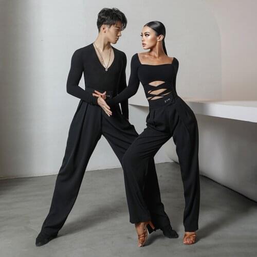 2020 Latin Dance Pants High Waist Couple Trousers National Standard Dance Practice Clothes Latin Ballroom Dancing Pants SL4348