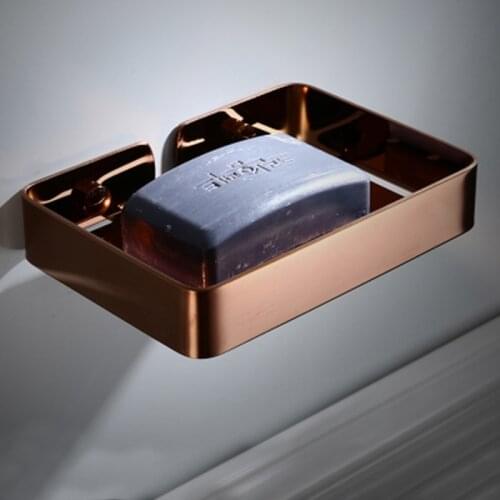 Soap Holder Rose Gold/Black/White 304 Stainless Steel Bathroom Soap Dish Square Bath Shower Shelf Bath Shower Caddy Rack Holder
