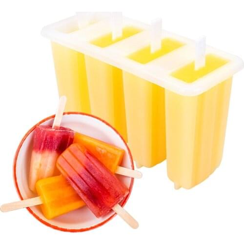DIY Ice Cream Mould Dessert Mold Ice Cream Mold Tray With Popsicle 4 Cavity Popsicle Maker Kitchen Tool