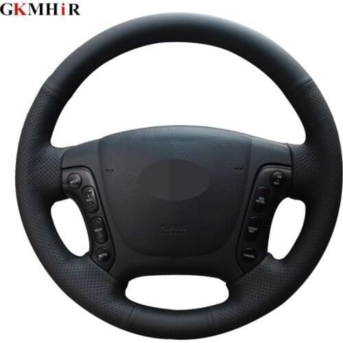 DIY Hand-stitched Non-slip Black Artificial Leather Car Steering Wheel Cover For Hyundai Santa Fe 2007 2008 2009 2010 2011 2012