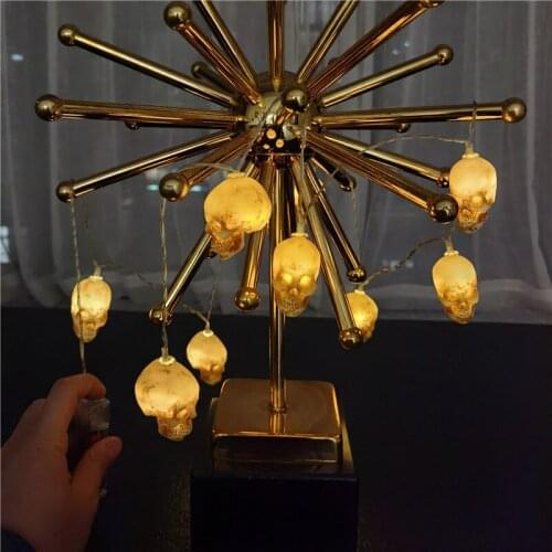 Retro Enamel Skull Lamp String Gothic Scene Props Decorative Lights String Halloween Atmosphere Led Night Lights