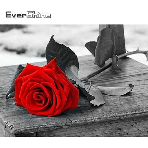 EverShine 5D Diamond Painting Full Drill Square Flowers Cross Stitch DIY Diamond Embroidery Rose Wall Art Bead Picture Kits