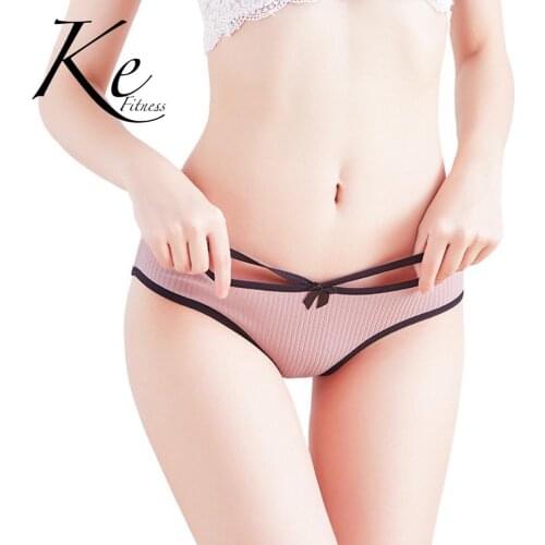 KE pack 3 units striped underwear womens cotton crotch sexy seamless, one-piece with low-waisted girls briefs pantie women