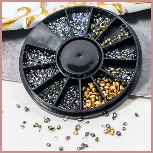 12 Pieces Baroque Style Symphony Crystal Stone Nail Art Jewelry DIY Skills 3D Shiny Nail Gemstone Mixed Size Acrylic Stone Gifts