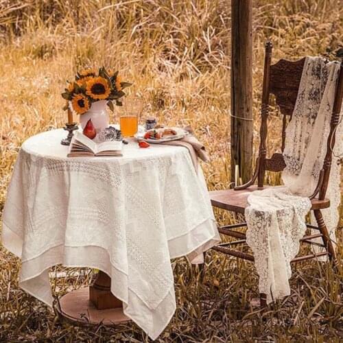 Mcao Lace Tablecloth Embroidered Cover Classic Square Dustproof Table Cover Dining Picnic Wedding Banquet Home Decoration TJ2384
