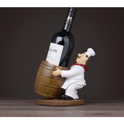RESIN CHEF WINE RACK KITCHEN TEATABLE BAR HOME DECORATION WINE CRAFT CHRISTMAS GIFT HANDCRAF SHELF METAL SCULPTURE WIND STAND