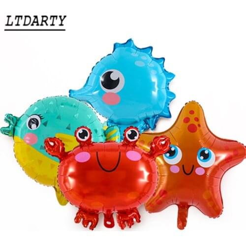 Cute Fish Sea Animal Balloons Starfish Sea horse Crab Dolphin Air Balloon Sea Theme Birthday Party Decorations Supplies