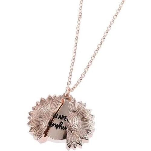 Fashion creative womens Flower Necklace sunflower double layer lettering necklace can open the clavicle chain