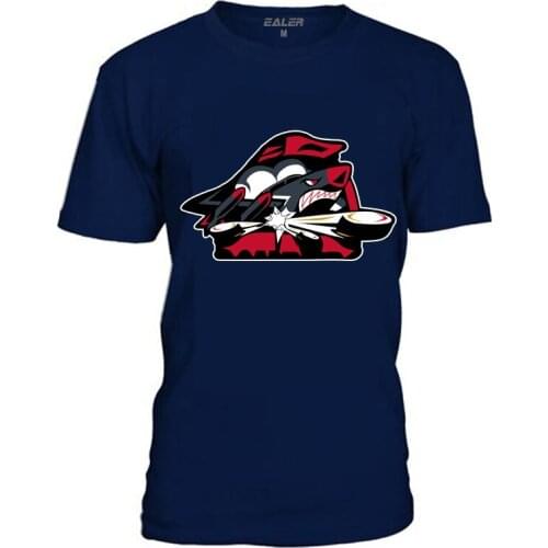 Hockey Fans Cotton Mens T Shirts With Printing Logo navy t shirts