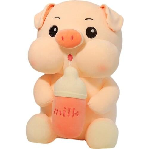 Stuffed Plush Bottle Pig Toys Pillow Kawaii Sleeping Pillow Cute Pig Doll Plush Toy Children Birthday Present
