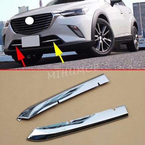 Set Of 2) Chrome Grill Cover Trim For Mazda CX-3 CX3 DK 2016-2019 2020 2021 Front Bumper Air-inlet Grille