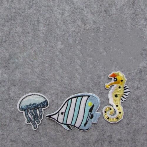 Fish/shrimp/starfish Patch For Clothing Iron On Embroidered Appliques DIY Apparel Accessories Patches For Clothing Fabric Badges