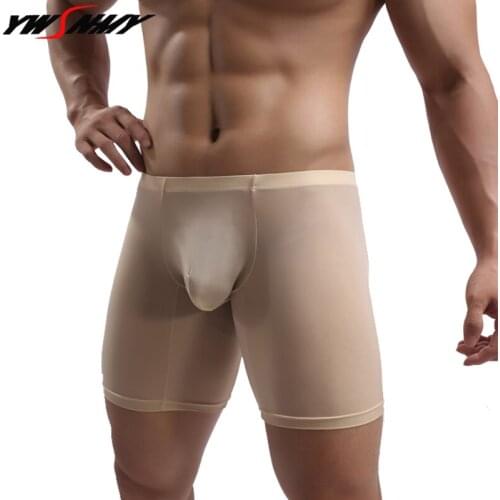 New Mens Long Underwear Brand Breathable Lce Silk Boxershorts Man U Convex Design Sexy Sporting Anti Friction Short Underpants