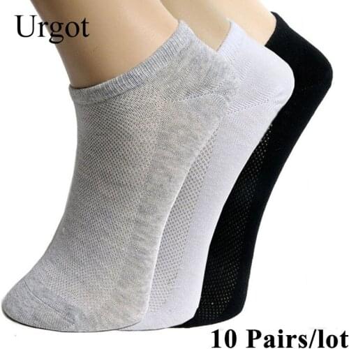 Urgot 20Pcs=10 Pairs Solid Mesh Mens Socks Invisible Ankle Socks Men Summer Breathable Thin Male Boat Socks Meias HOT SALE 2020