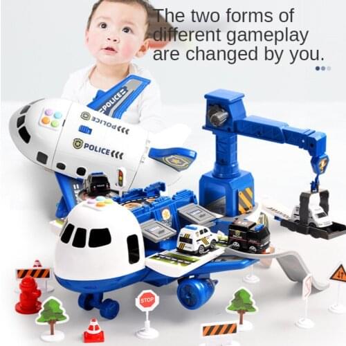 New Childrens Plane Toy Multi-function Light Music Large Storage Silding Inertia Planes Diecast Car Baby Children Boys Toy