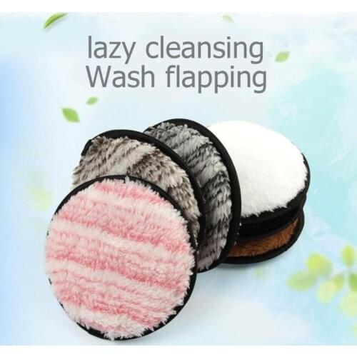 New Pro 1PC Washable Facial Make Up Remover Wipe Pad Reusable Plush Soft Face Cleansing Puff Double Side Makeup Remover Sponge