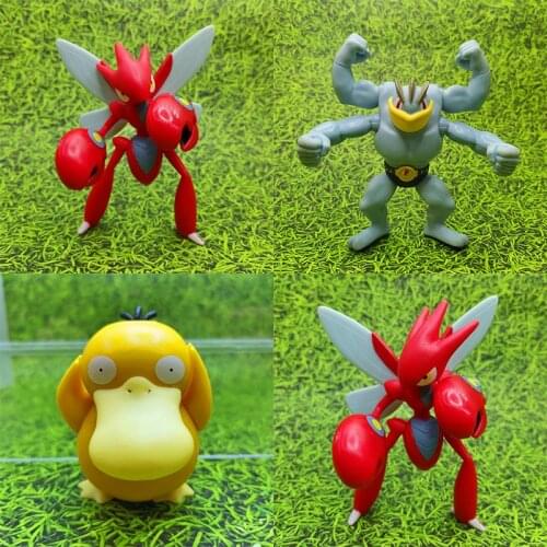 Original Pokemon 11cm Machamp Psyduck Scizor Anime Action Figure Toys Dolls Child Birthday Gift