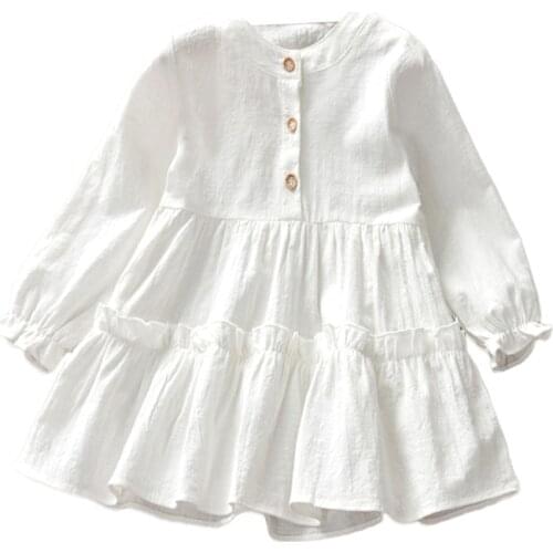 2-6T Toddler Girl Blouses Clothing Autumn Baby Girls Long Sleeve Sweet Ruffles Shirts Children Kids Fashion White Shirt Clothes