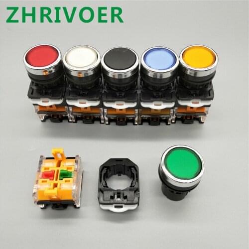 22mm La38-11bn La38-11bnzs Switch Instantaneous / Locking Button Switch 4 Screws Round Small Size Plane Round Panel Opening